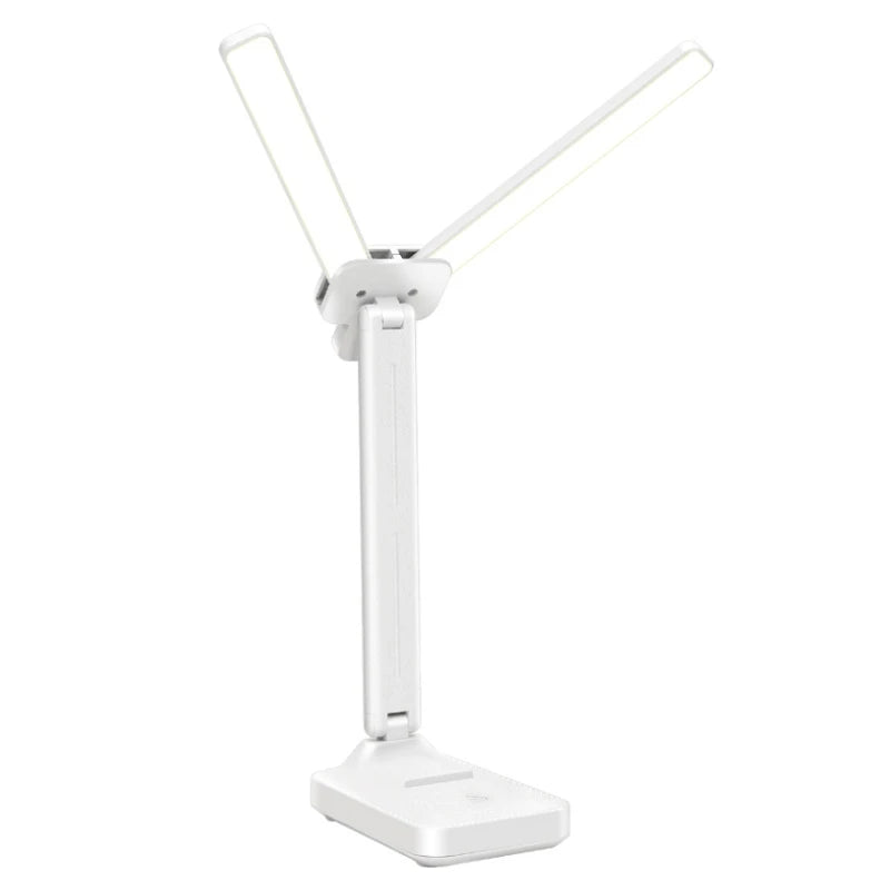 LED double-head desk lamp, 3-level dimmable touch night light, USB rechargeable, eye-protection, foldable bedside reading desk - LKBA