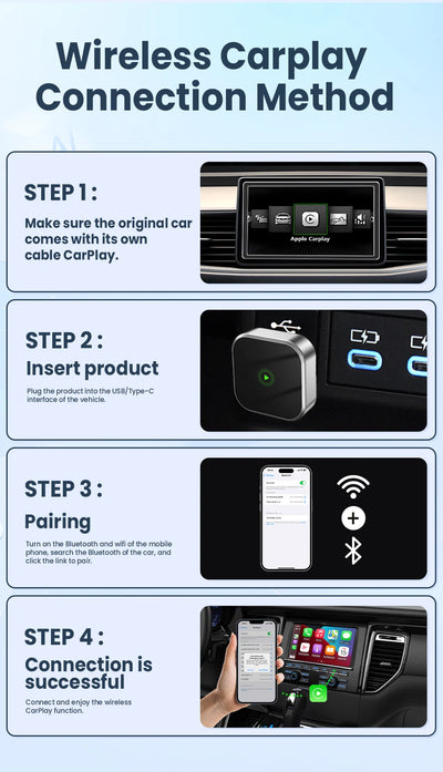 2-in-1 Wireless CarPlay Dongle Wired to Wireless Android Auto Adapter AI Smart Box Car Intelligent Systems For Car With CarPlay - LKBA