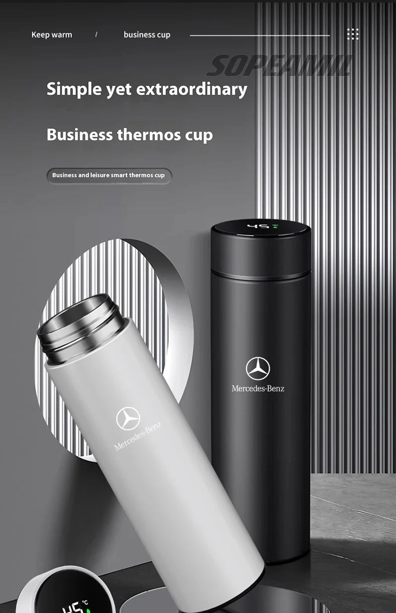 Car Vacuum Cup Thermos Mug Temperature Display Coffee Cup Mercedes-Benz A C E S Class A35 A45 C43 CLA CLS GLA GLC GLK ML SL Vito - LKBA
