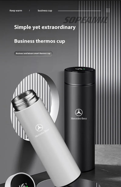 Car Vacuum Cup Thermos Mug Temperature Display Coffee Cup Mercedes-Benz A C E S Class A35 A45 C43 CLA CLS GLA GLC GLK ML SL Vito - LKBA