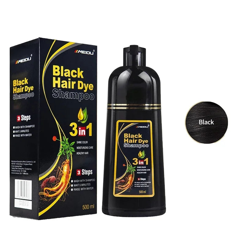 100ml/500ml Hair Dye Shampoo 3in1 Darkening Hairs Instant Gray To Black Polygonum Multiflorum Natural Coloing Cover Men Women - LKBA