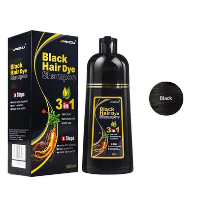100ml/500ml Hair Dye Shampoo 3in1 Darkening Hairs Instant Gray To Black Polygonum Multiflorum Natural Coloing Cover Men Women - LKBA