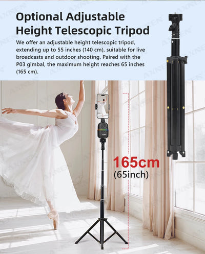 Auto Face Tracking Desktop Gimbal Intelligent Rotating Holder for Mobile Phone - Option Wireless Remote Selfie Smartphone Tripod