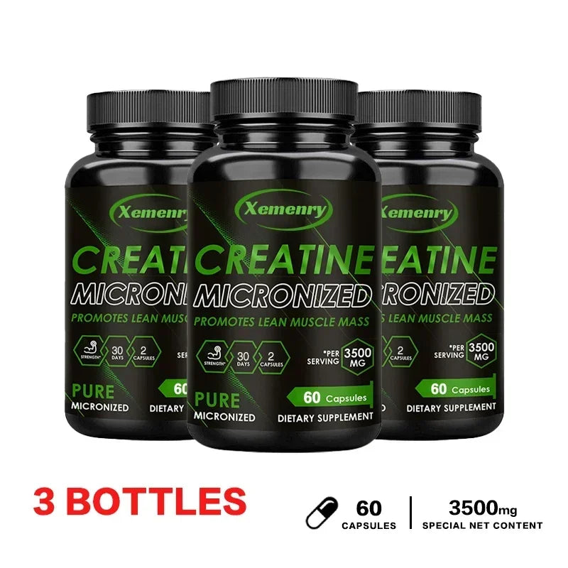 Creatine Monohydrate Capsules for Enhance Muscle Mass Strength & Performance Improvement Workout Recovery Mass Gainer - LKBA
