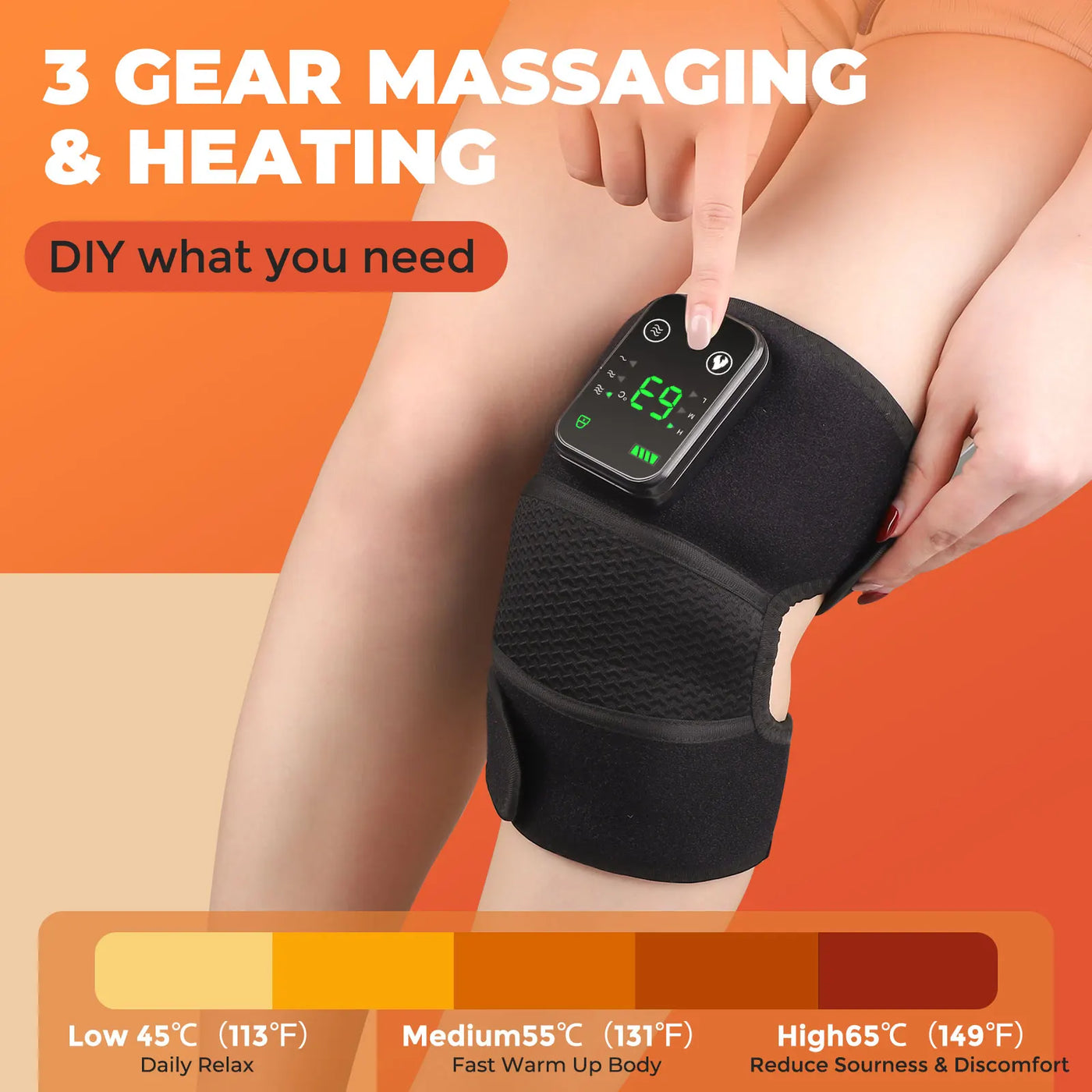 3 in 1 Cordless Thermal Knee Pad Knee Shoulder Massager Vibration Leg Arm Joint Brace Muscle Relax Joint Brace Muscle Relaxation - LKBA