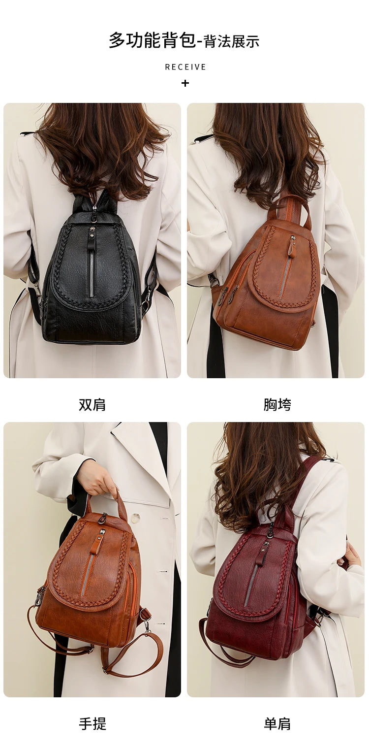 Soft leather shoulder bag for women 2025 new fashionable mini shopping backpack chest bag casual versatile diagonal cross bag - LKBA