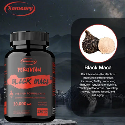 Black Maka Root Capsules - Men's Energy, Endurance and Vitality Booster, Builds Muscle, Strength and Drive - LKBA
