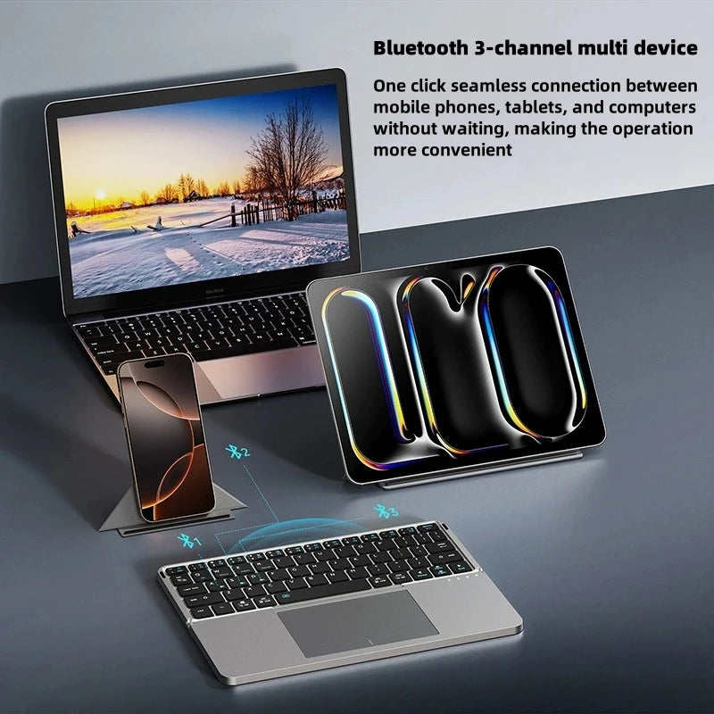 2-in-1 folding Bluetooth keyboard tablet laptop external touch keyboard leather case - LKBA