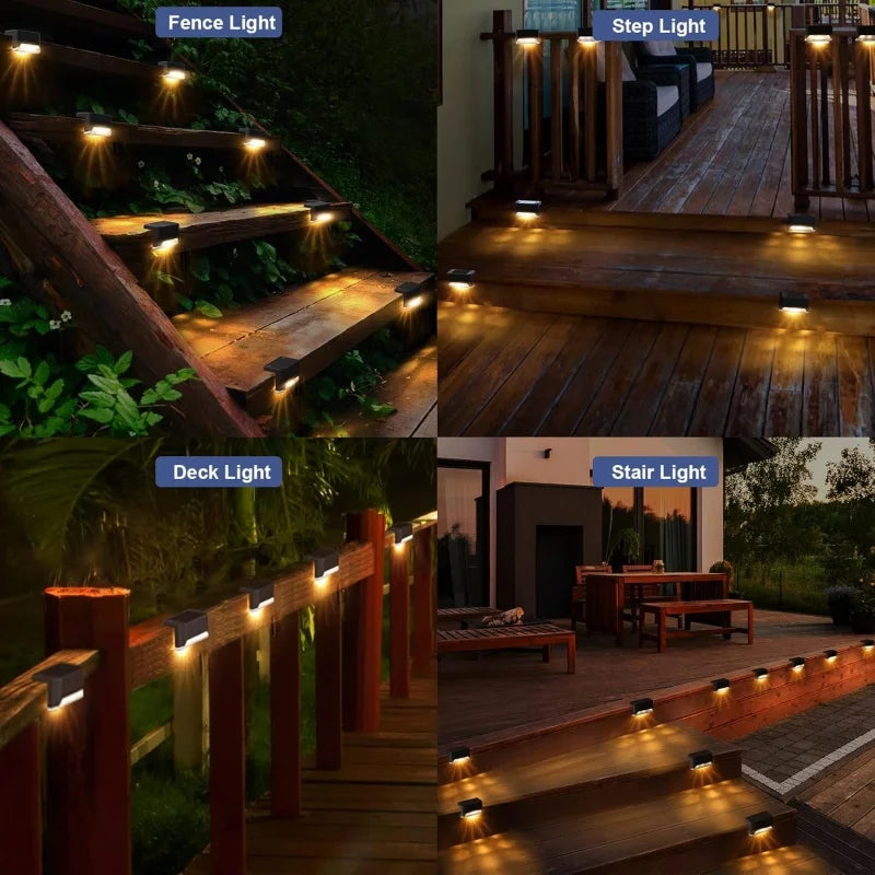 1-24PCS IP65 Waterproof Solar Garden Light Outdoor LED Solar Power Deck Lamps for Railing Stairs Step Fence Yard Patio Pathway - LKBA