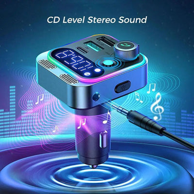 Bluetooth FM Transmitter for Car Radio with Dual Mics for Wireless Hands Free Phone Call MP3 Player Support Fast Charging - LKBA