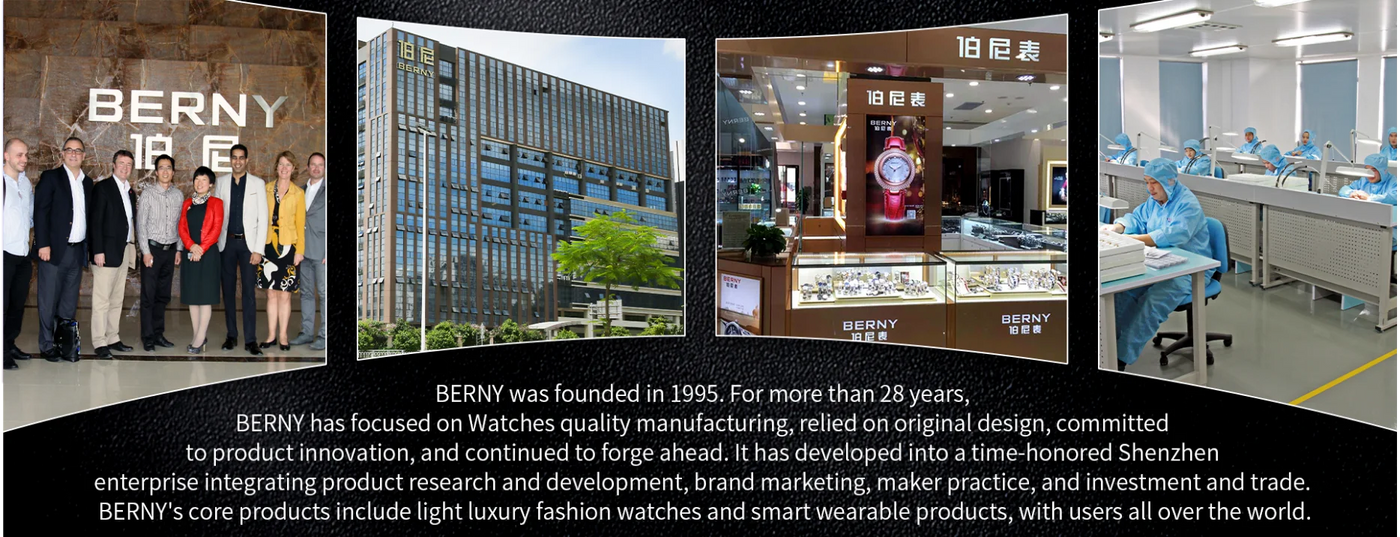 BERNY Gold Watch for Couple Luxury Women/Men Wristwatch Waterproof Golden Clock Quartz Stainless Steel Fashion Men Ladies Watch