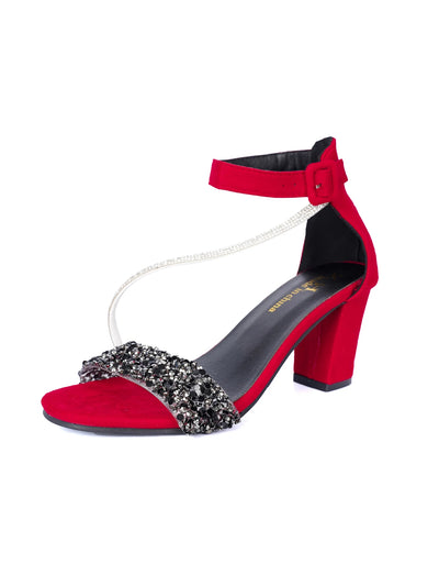 Women's 2025 Summer Fashion Sandals Medium High Heel ne button Sandals Outdoor Fashion Sandals Women Heels Black Red Sandalias - LKBA