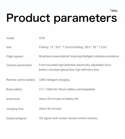 Professional Drone GT8 8K Wide-Angle HD 1080P Camera Wi-Fi FPV Height Hold Foldable RC Drone Quadrotor Helicopter - LKBA