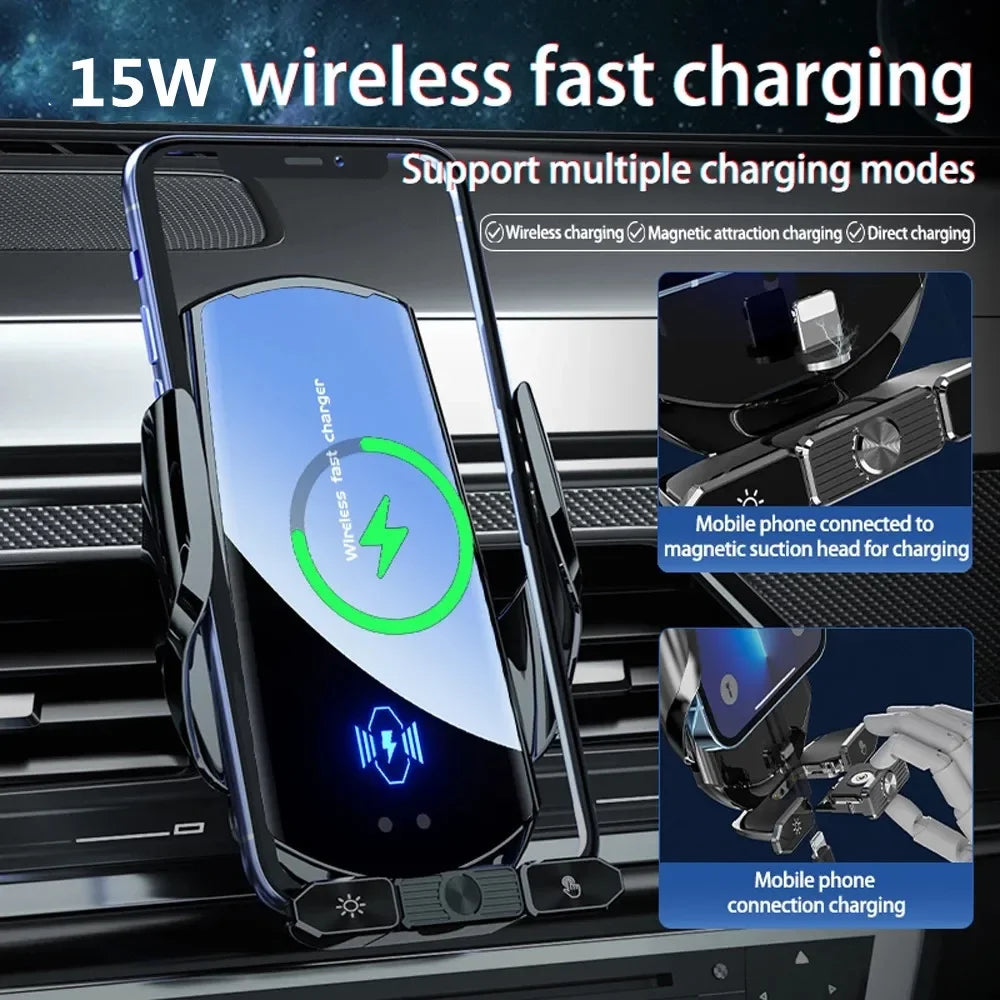 Wireless Charger Car Auto Magnetic Air Vent Phone Holder For iPhone 16 15 14 13 Samsung Xiaomi Induction Fast Charging Station - LKBA