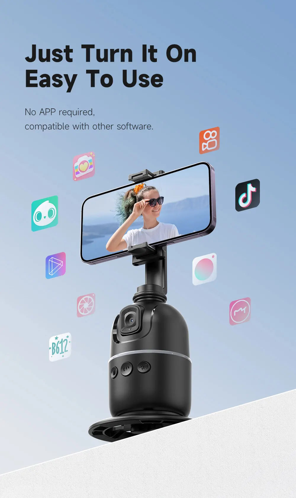 P03 Stabilizer 360°Auto Face Tracking AI Gimbal All-in-one Desktop Phone Holder Tripod For Smartphone Video Vlog Live - LKBA