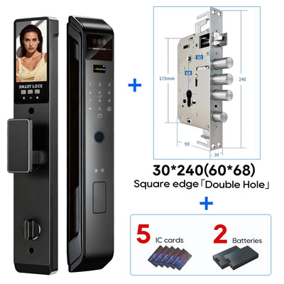 SANKESONG Tuya 3D Face Recognition Smart Lock with Security Camera Digital Electronic Intelligent Fingerprint Lock Dual Battery - LKBA