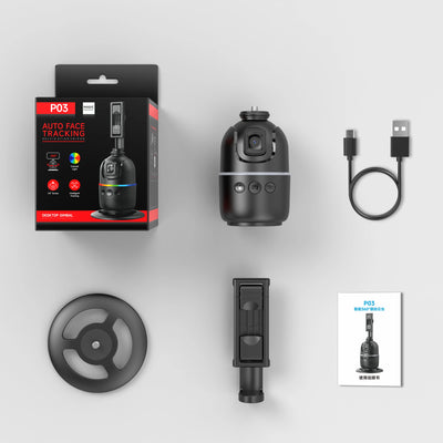 P03 Stabilizer 360°Auto Face Tracking AI Gimbal All-in-one Desktop Phone Holder Tripod For Smartphone Video Vlog Live