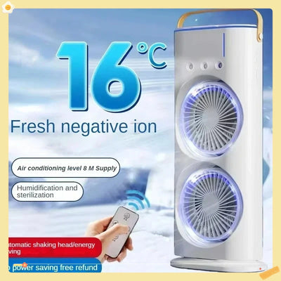 Mini Electric Fan with Spray Cooling Function Portable Air Conditioning Fan with LED Light - LKBA