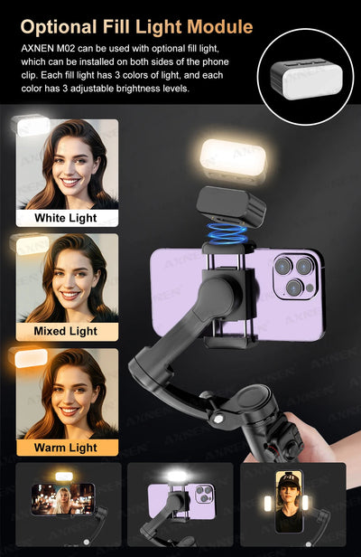 M02 Gimbal Smartphone Stabilizer 3-Axis Anti-shake Video Record Handheld Selfie Gimbals - LKBA