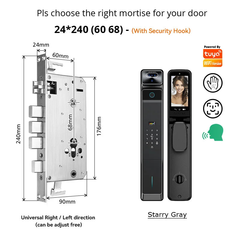 Real Time Intercom Palm Vein Recognition Intelligente Tuya Wifi  3DFace Unlock Outdoor Front Smart Digital Door Lock With Camera - LKBA
