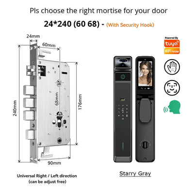Real Time Intercom Palm Vein Recognition Intelligente Tuya Wifi  3DFace Unlock Outdoor Front Smart Digital Door Lock With Camera - LKBA