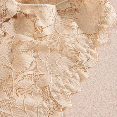 2Pcs Women's Satin Floral Lace Underwear Sexy Hollow Out Panties Solid Low-Waist Perspective Briefs Girls Soft Lingerie - LKBA