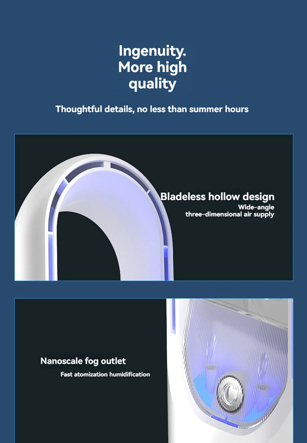 Mini Air Cooler Humidification Cooling USB Silent Timed Air Conditioning Fan Colorful Lights Night Light Led Screen 6 Wind Speed