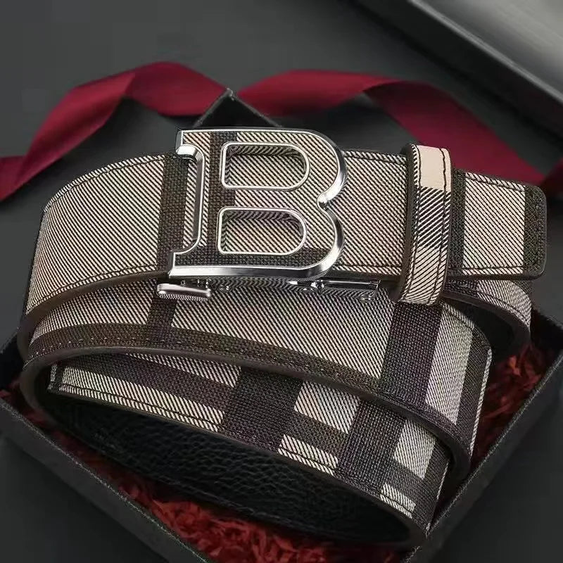 Genuine leather casual fashion men's belt cowhide alloy automatic buckle luxury brand men's belt - LKBA