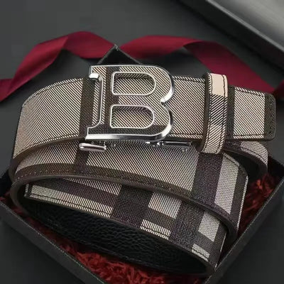 Genuine leather casual fashion men's belt cowhide alloy automatic buckle luxury brand men's belt - LKBA