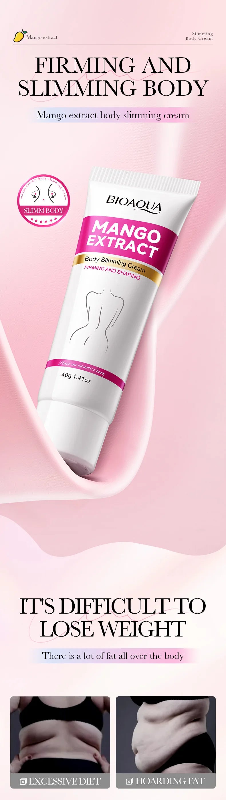 Fast Slimming Cream Weight Loss Remove Cellulite Sculpting Fat Burning Massage Firming Lifting Quickly Niacinamide Body Care 40g - LKBA