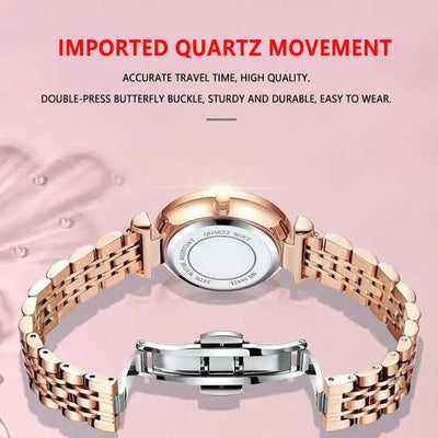 POEDAGAR Watch Women New Fashion Luxury Stainless Steel Wristwatch Bracelet Simple Rose Gold Waterproof Luminous Ladies Watches - LKBA