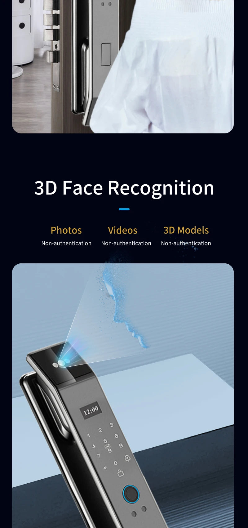 XSDTS Wifi Tuya APP Face Recognition Smart Door Lock with Camera Video Call Voice Intercom Digital Door Lock Automatic Door Lock - LKBA