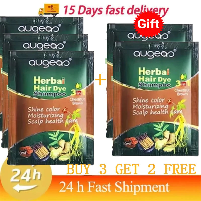 Pure Natural Herbal Hair Dye Shampoo 5 Minutes Change Hairs Color Non-irritating Repair Gray White Fashion Hair Care Women Men - LKBA