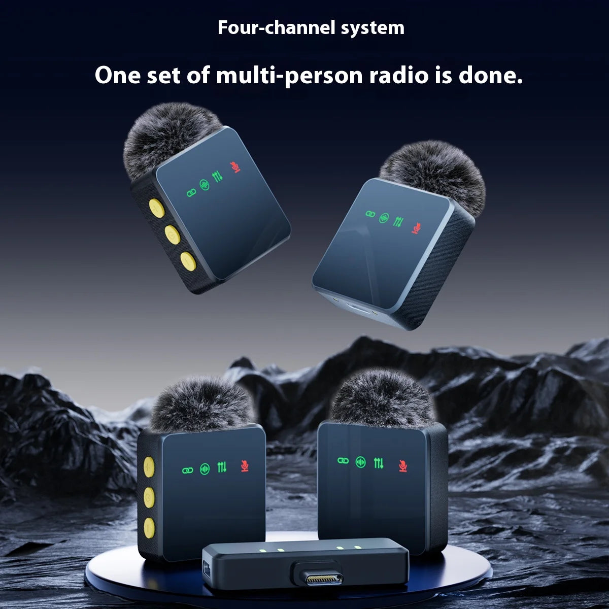 1 In 4 Pink Noise Canceling Lavalier Microphone With Windproof Cap Wireless Mute Function For Cell Phone Portable Audio Video - LKBA