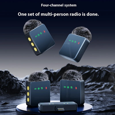 1 In 4 Pink Noise Canceling Lavalier Microphone With Windproof Cap Wireless Mute Function For Cell Phone Portable Audio Video - LKBA