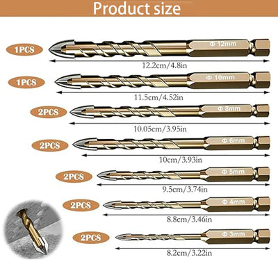 12PCS Hexagonal Shank Tile Drill Set Glass Drill Masonry Drill Bit Set 3-12 mm Drill Ceramic Drill Tile Drilling Tools Set - LKBA