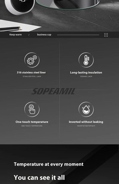 Car Vacuum Cup Thermos Mug Temperature Display Coffee Cup Mercedes-Benz A C E S Class A35 A45 C43 CLA CLS GLA GLC GLK ML SL Vito - LKBA