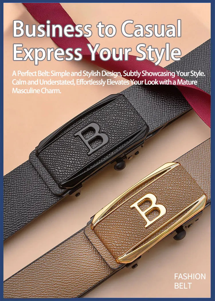 New Men's Toothless Automatic Buckle Belt - Casual & Business Versatile Waist Belt, Stylish & Trendy for Young Adults - LKBA