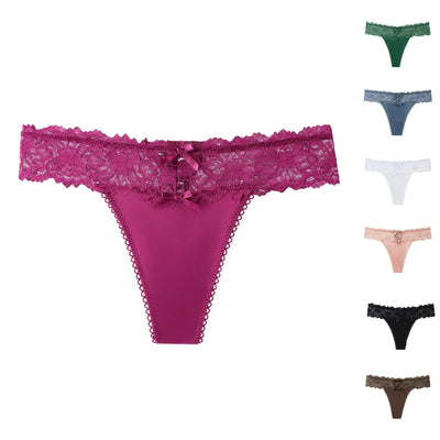 Sexy G-String Trousers Ladies Lace Floral Bikini Underpants Low-Rise Mesh Hollow Underwear Thong Panties Lingerie - LKBA