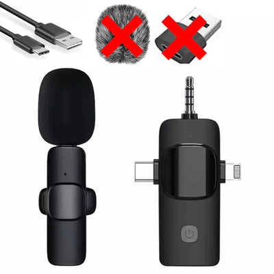 Lavalier Professional Dual Wireless Lapel Microphone Mic For iPhone Android Phone Mobile Cell PC Tie Buttonhole Micro Microphon - LKBA