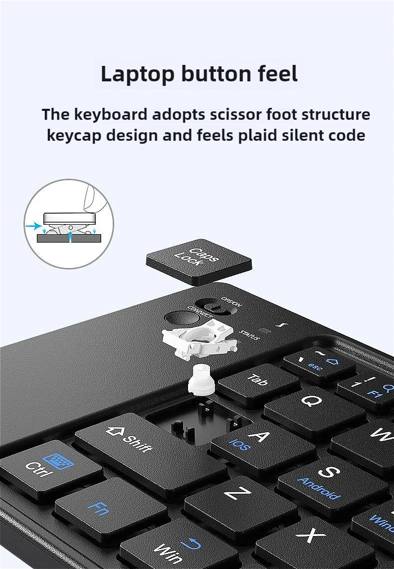 Mini Foldable Wireless Keyboard Slim Portable Bluetooth Keyboard Rechargeable Folding Keyboard - LKBA