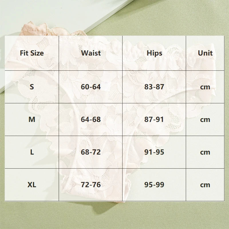 2Pcs Women's Satin Floral Lace Underwear Sexy Hollow Out Panties Solid Low-Waist Perspective Briefs Girls Soft Lingerie - LKBA