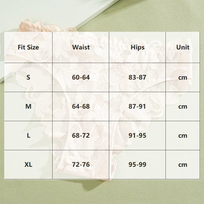 2Pcs Women's Satin Floral Lace Underwear Sexy Hollow Out Panties Solid Low-Waist Perspective Briefs Girls Soft Lingerie - LKBA