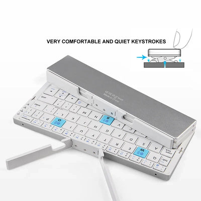 Mini Folding Bluetooth Keyboard Wireless Keypad Support 3 Devices with Stand Rechargeable Foldable Keyboard for Phone Tablet - LKBA