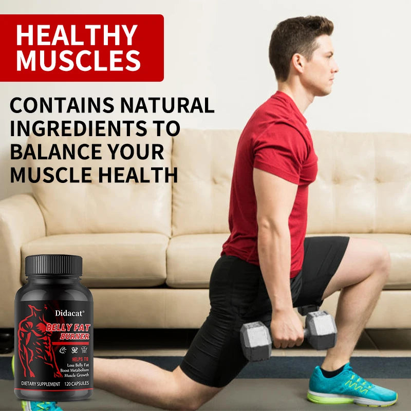 Belly Fat Burner for Men - Burn Belly Fat, Tighten Abs, Boost Muscle Growth, Caffeine Free - LKBA