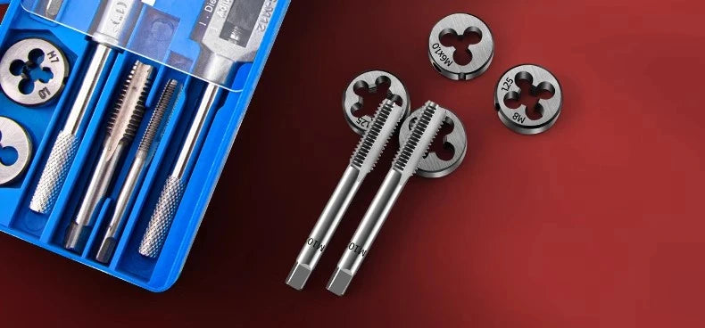 Hand Tap and Die Set with Handle for Thread Repair Rethreading Screws Combination Tool Kit Manual Socket Wrench Thread Repair - LKBA