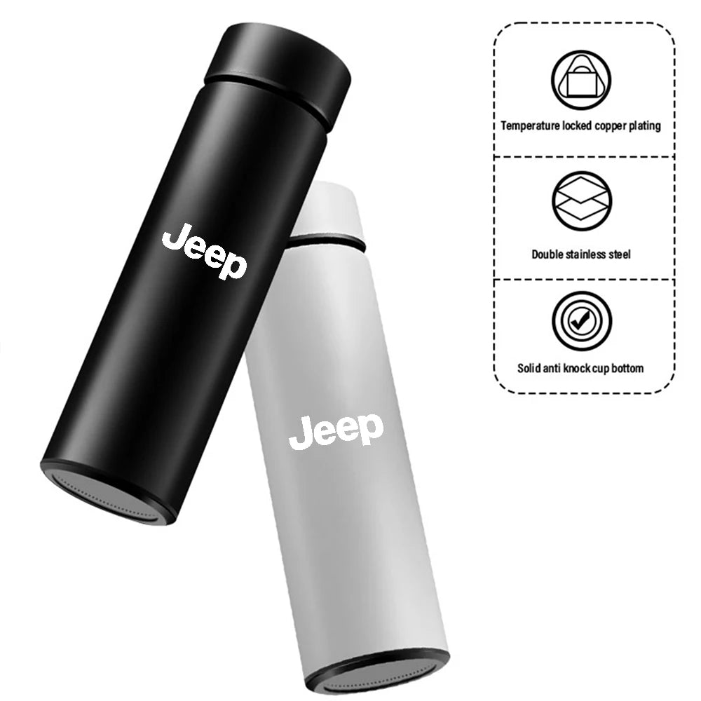 Car Stainless Steel Smart Thermos Mug Thermos LED Display Temperature For Jeep Renegade Patriot Wrangler Cherokee Compass Trail - LKBA
