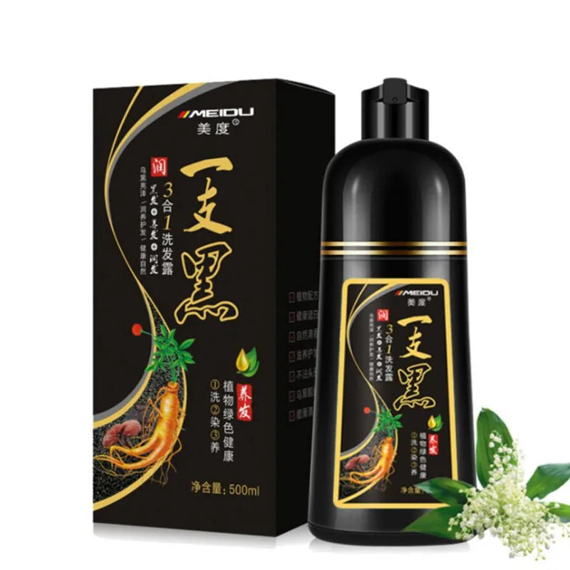 500ML Natural Soft Shiny Brown Golden Cover White Hair Dye Shampoo Wine Red Purple Hair Color Shampoo Black Grey Hair  Men Women - LKBA