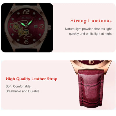 POEDAGAR Fashion Quartz Watch Female Luxury Elegant Casual Clock Waterproof Luminous Date Leather Women Watch Montre Femme gift - LKBA