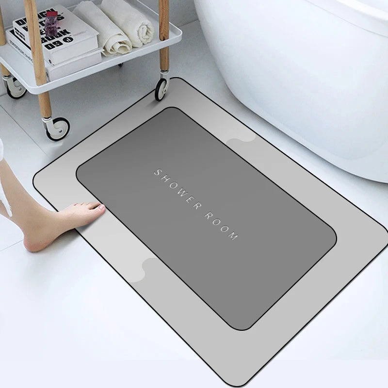 Super Absorbent Bathmat Quick Drying Bathroom Rug Non-Slip Entrance Doormat Floor Mats Toilet Carpet Bath - LKBA
